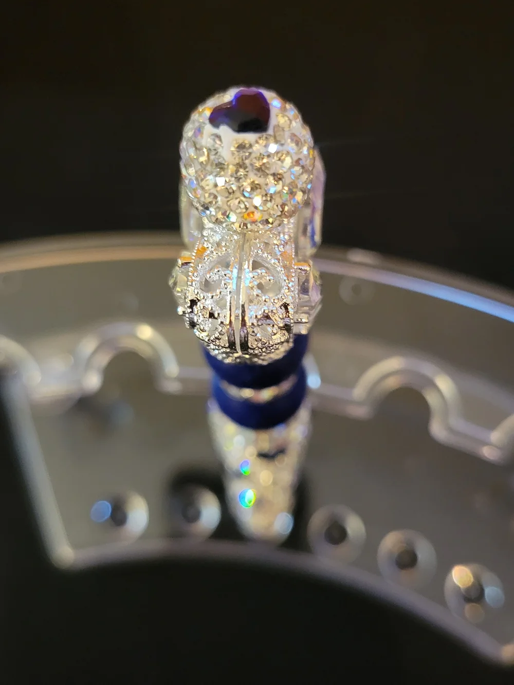 Crystal Heart Blue Beaded Handmade Pen - Women's Jewelry